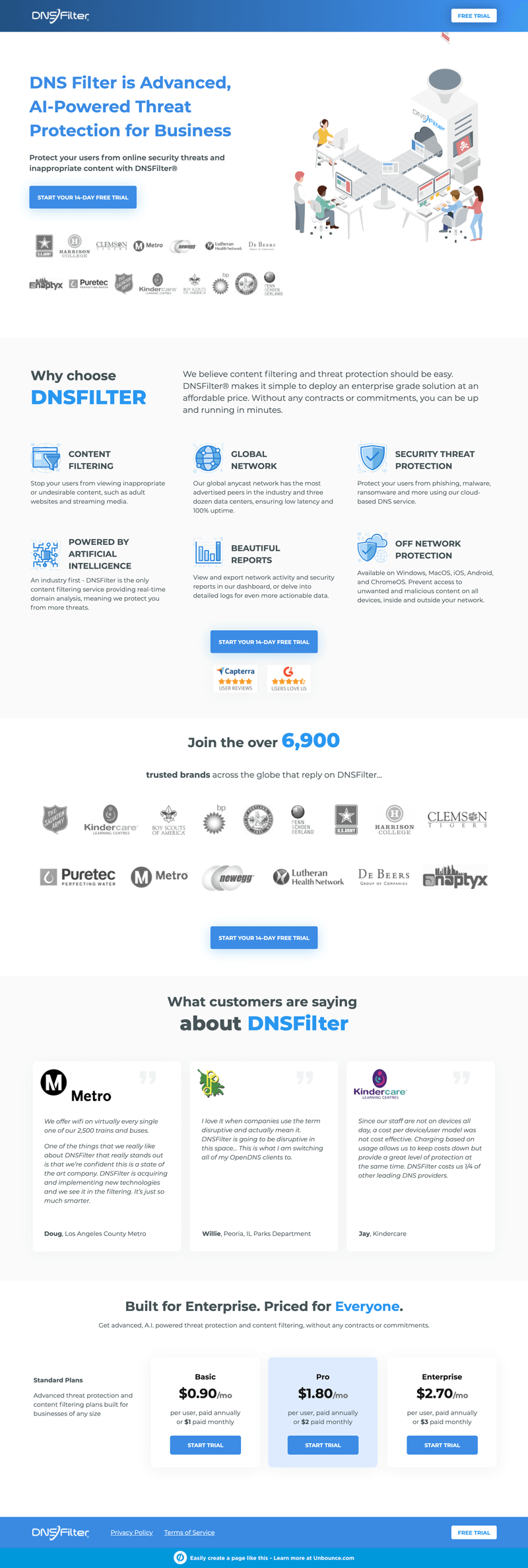 DNSFilter landing page