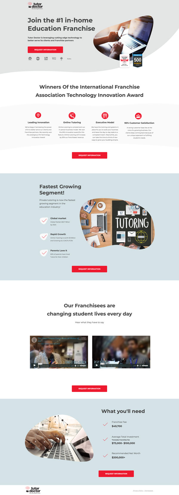 Tutor Doctor landing page