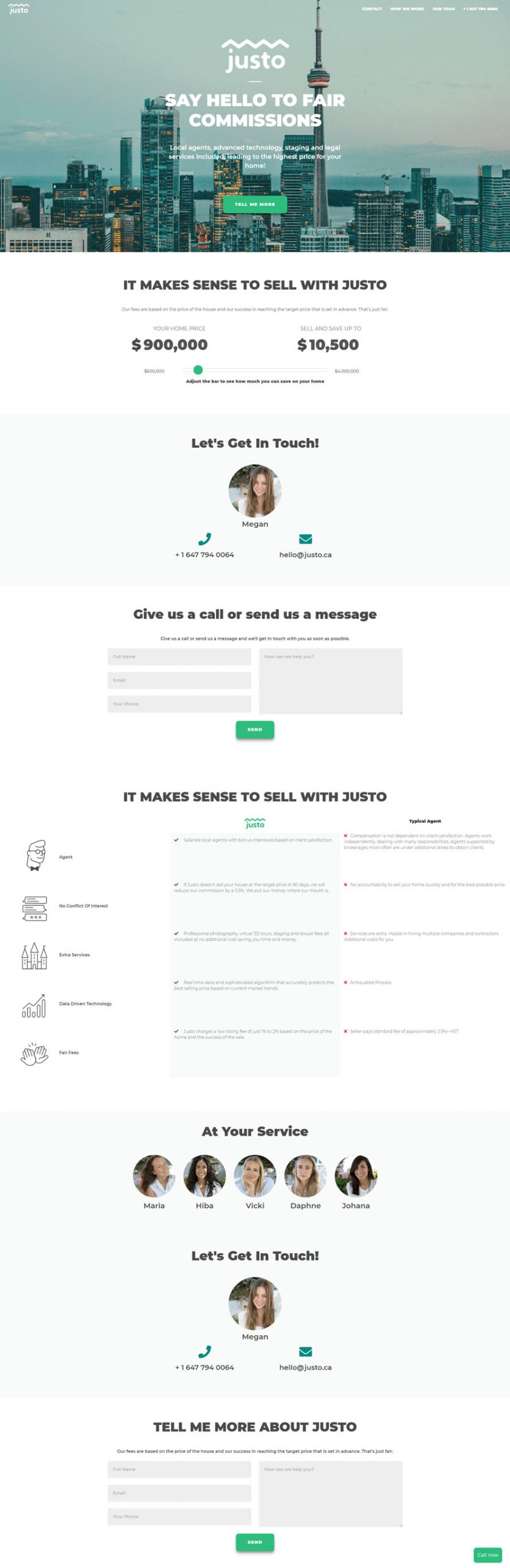 Justo real estate landing page