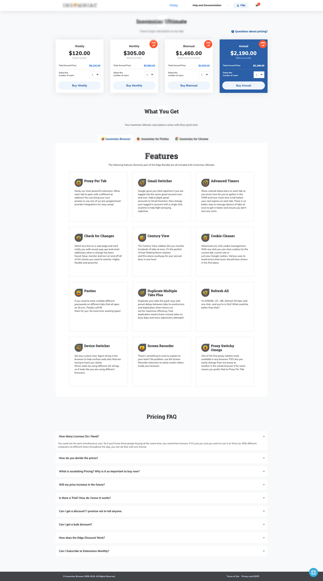 Pricing page redesign