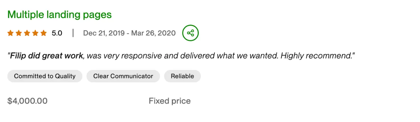 5-star Upwork review