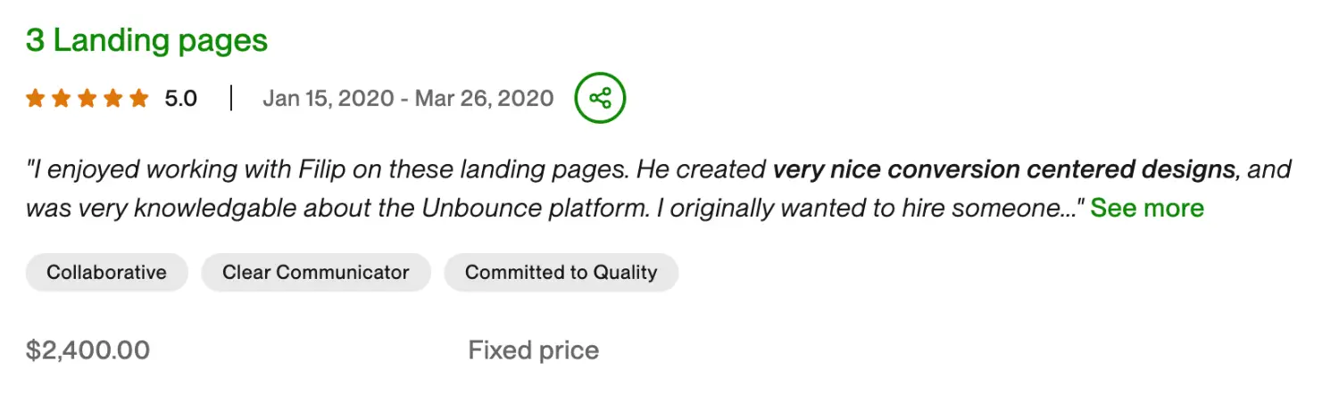5-star Upwork review