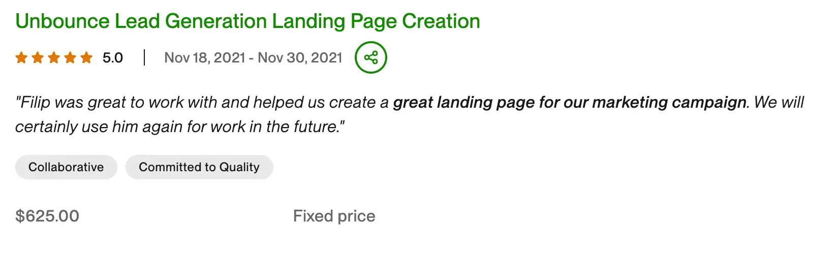 5-star Upwork review